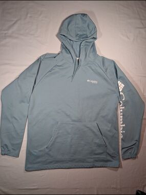 Columbia Sky Blue Hooded Pullover with Sleeve Logo